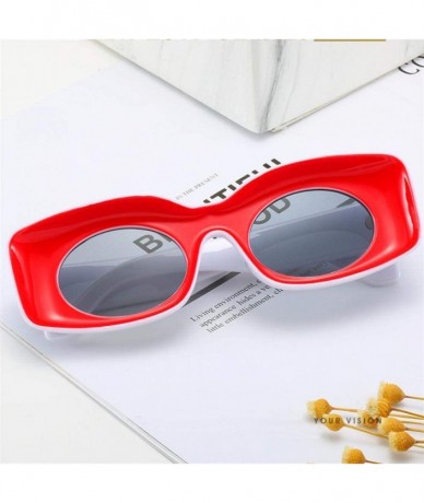 Oversized Women Fashion Hip Hot Sunglasses Luxury Brand Designer 90s Sun Glasses Men Blue - Pink - C318YKUGXCH $19.29