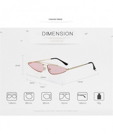 Goggle Small Triangle Metal Frame Sunglasses Women Men Brand Designer Cool Cat Glasses - Gold Brown - C9189YUYQS2 $23.07