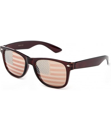 Wayfarer "Merica" - Retro Design United States Decal Comfortable Party Glasses - Brown - CL12NBZXLUK $18.65