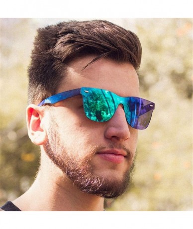 Goggle Siamese Sunglasses Men Sunglasses Colorful Retro Sun Glasses Pink Mirror Shades - Black - C1194ODO4HD $40.27