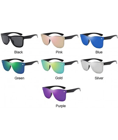 Goggle Siamese Sunglasses Men Sunglasses Colorful Retro Sun Glasses Pink Mirror Shades - Black - C1194ODO4HD $40.27