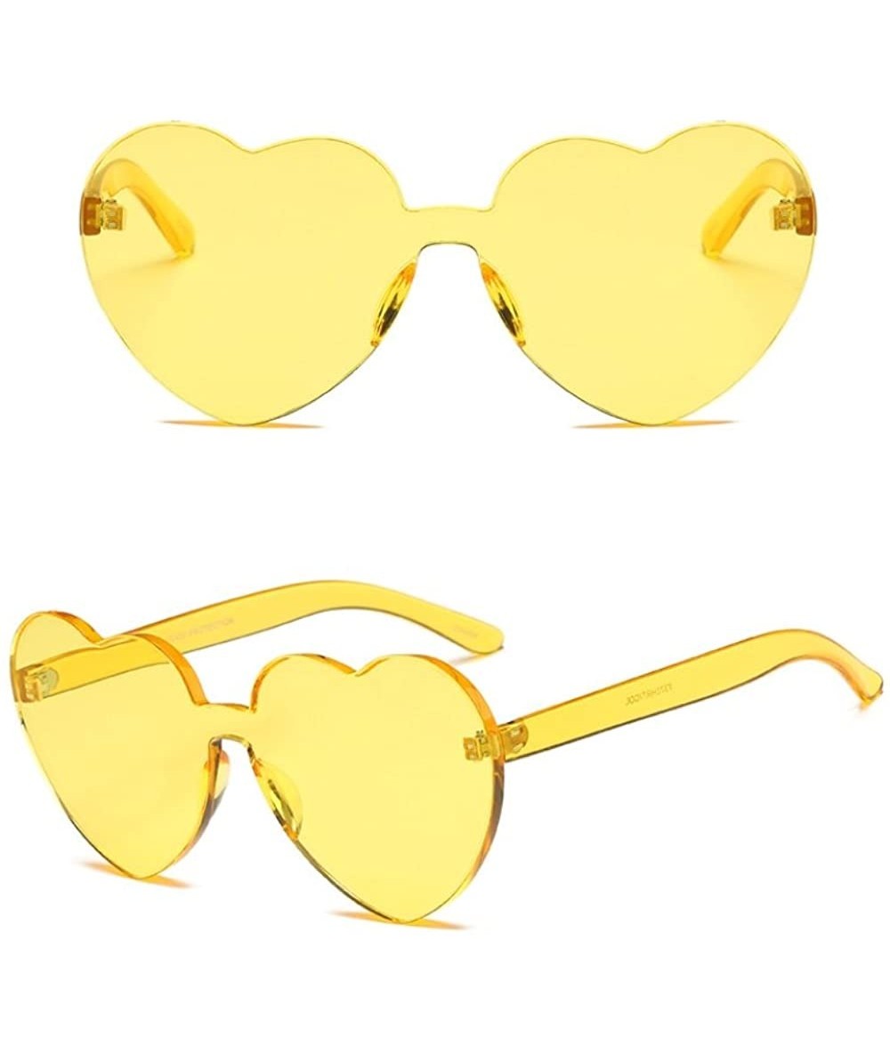 Rimless Love Heart Shape Sunglasses Women Rimless Tint Glasses Red Pink Yellow Shades - 4 - CR18ECRNZYA $27.69