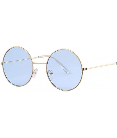 Round Fashion Bule Round Sunglasses Women Er Luxury Sun Glasses Cool Retro Female Oculos Gafas - Gold - C8198AHMX3A $52.06