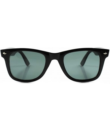 Square Classic Retro Old Fashion Womens Mens Glass Lens Horn Rimmed Sunglasses - Black - CL189REAR72 $22.83