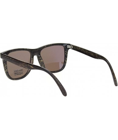 Oversized Mens Wood Grain Oversize Horn Rim Color Mirror Sunglasses - Dark Wood Teal Mirror - CC18O3GZHL6 $19.90