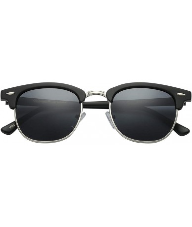 Semi-rimless Unisex Retro Classic Stylish Malcom Half Frame Polarized Sunglasses - Matte Black - Smoke - CE187U8YGHO $23.42