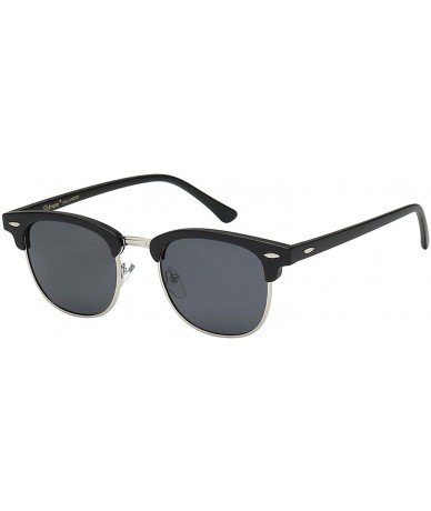 Semi-rimless Unisex Retro Classic Stylish Malcom Half Frame Polarized Sunglasses - Matte Black - Smoke - CE187U8YGHO $23.42