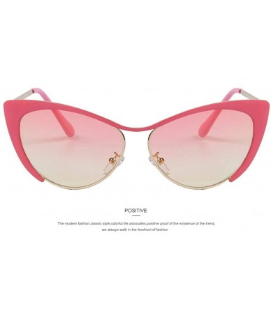 Cat Eye Design Women Half Frame Cat Eye Sunglasses Fashion Vintage Alloy C01 Pink - C02 Gold Mirror - C318XEC6QLQ $22.09