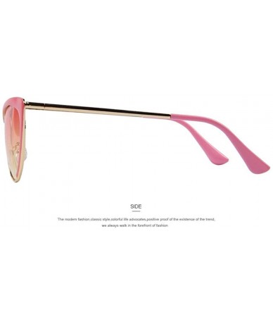 Cat Eye Design Women Half Frame Cat Eye Sunglasses Fashion Vintage Alloy C01 Pink - C02 Gold Mirror - C318XEC6QLQ $22.09