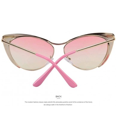 Cat Eye Design Women Half Frame Cat Eye Sunglasses Fashion Vintage Alloy C01 Pink - C02 Gold Mirror - C318XEC6QLQ $22.09