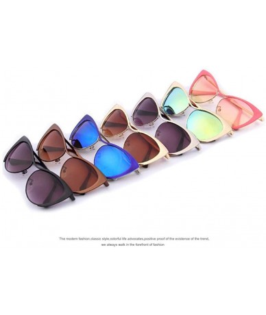 Cat Eye Design Women Half Frame Cat Eye Sunglasses Fashion Vintage Alloy C01 Pink - C02 Gold Mirror - C318XEC6QLQ $22.09