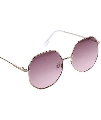 Square Fashion Oversized Sunglasses for Men and Women Polygon Mirrored Lens with Case - UV 400 Protection - Gold-purple - CI1...