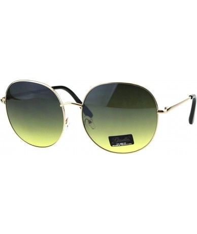 Round Womens Sunglasses Oversized Round Thin Metal Frame UV 400 - Gold (Green Yellow) - CO18IRAU3S2 $20.22