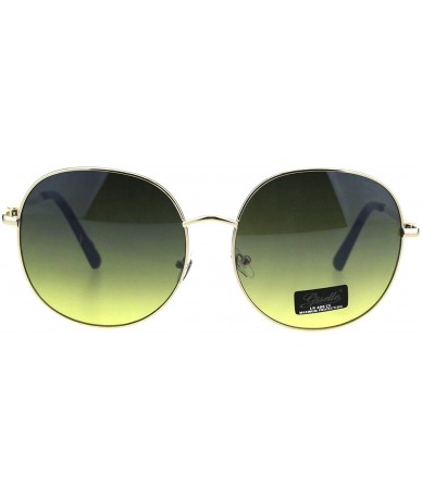 Round Womens Sunglasses Oversized Round Thin Metal Frame UV 400 - Gold (Green Yellow) - CO18IRAU3S2 $20.22