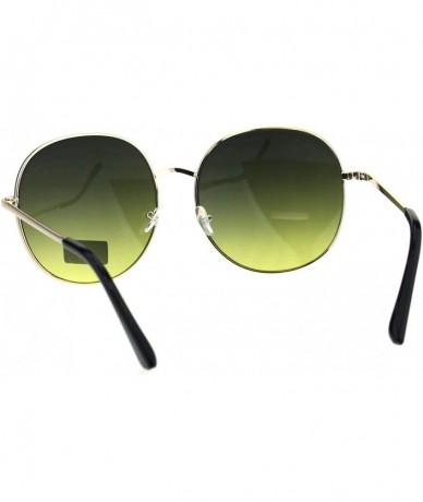 Round Womens Sunglasses Oversized Round Thin Metal Frame UV 400 - Gold (Green Yellow) - CO18IRAU3S2 $20.22