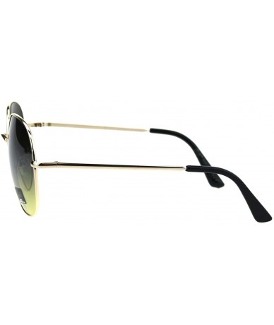 Round Womens Sunglasses Oversized Round Thin Metal Frame UV 400 - Gold (Green Yellow) - CO18IRAU3S2 $20.22