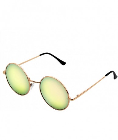 Aviator John Lennon Inspired Sunglasses Round Hippie Shades Retro Colored Lenses - Green Ice - CC11JRWDFBF $18.13