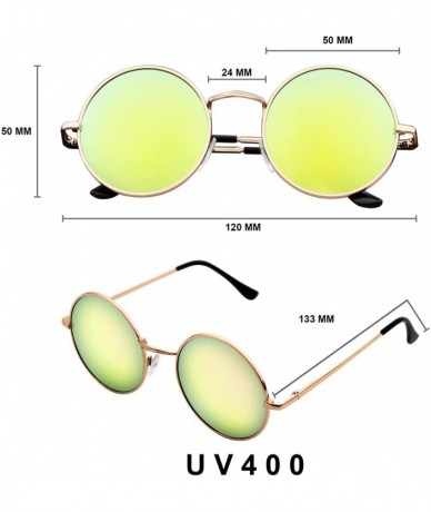 Aviator John Lennon Inspired Sunglasses Round Hippie Shades Retro Colored Lenses - Green Ice - CC11JRWDFBF $18.13