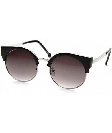 Cat Eye Classic Round Half Frame Metal Temple Circle Cat Eye Sunglasses - Black-silver Lavender - CX11V1AAL2F $21.79