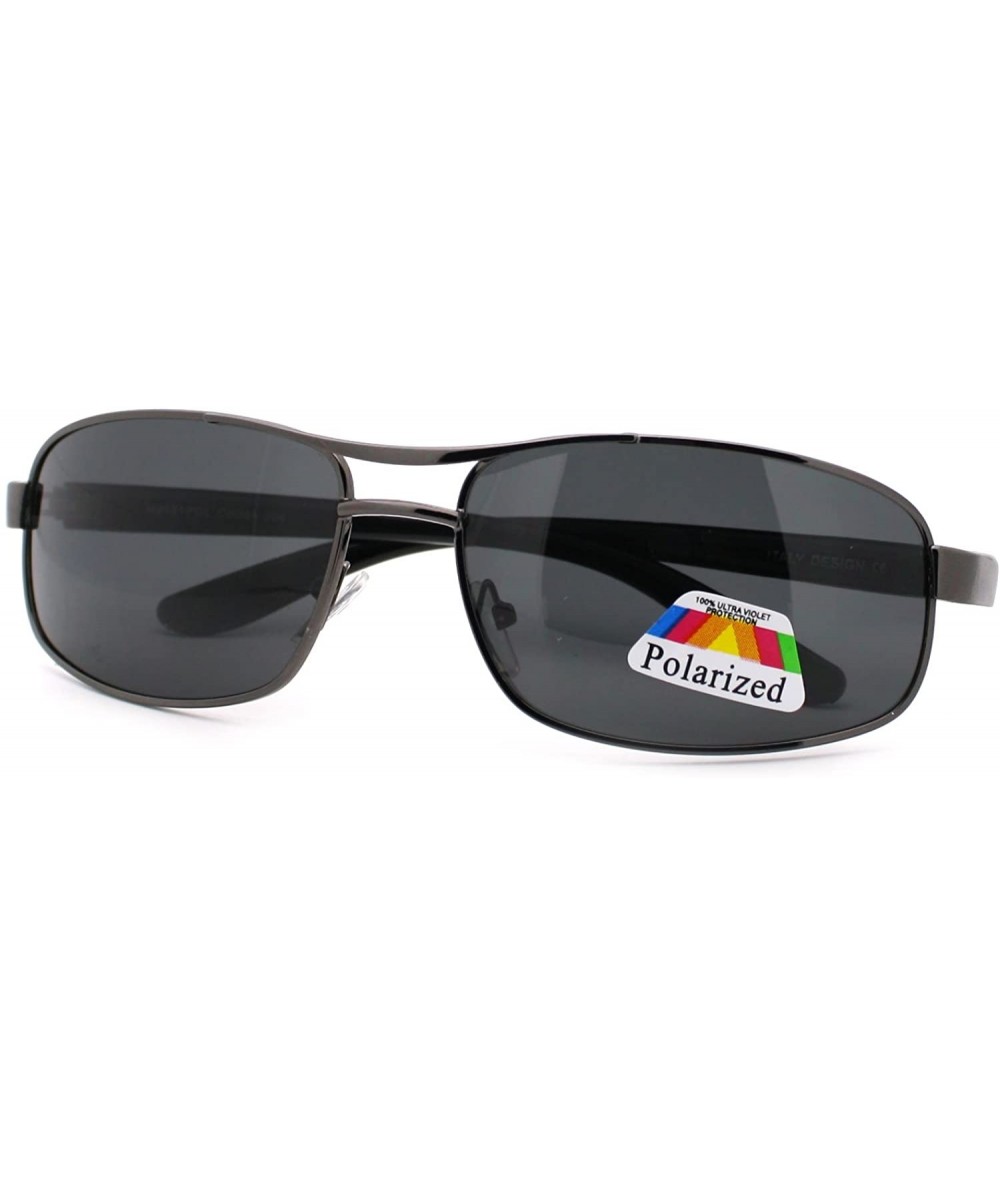 Oval Polarized Lens Sunglasses Men's Oval Rectangular Fashion Frame - Gun Metal - CX11MWDK7CV $21.34