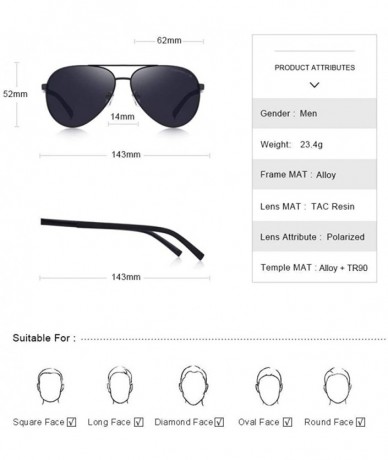 Aviator DESIGN Men Classic Pilot Sunglasses HD Polarized Sun Glasses For C01 Black - C03 Gray - CC18XDWWHZA $29.78