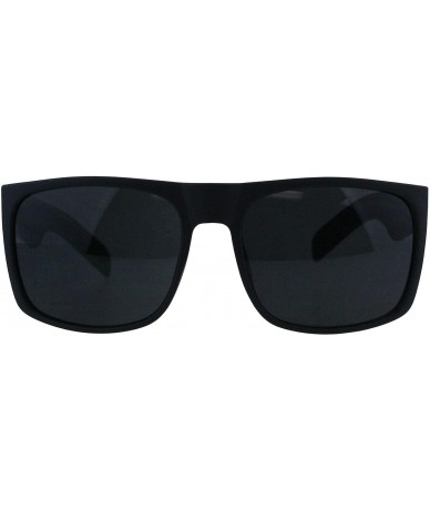 Rectangular Mens Square Rectangular Sunglasses Classic Black Frame & Lens UV 400 - Shiny Black - CC18RIOLHAK $20.29