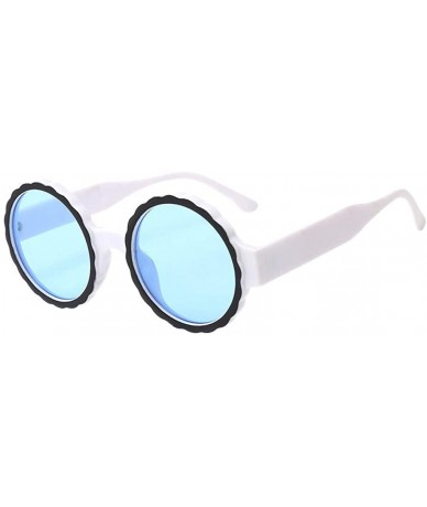 Round Men Women's Fashion Round Frame Mask Sunglasses-Integrated Gas Glasses - Blue - CY18Q54TZ9D $18.32