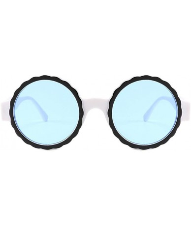 Round Men Women's Fashion Round Frame Mask Sunglasses-Integrated Gas Glasses - Blue - CY18Q54TZ9D $18.32