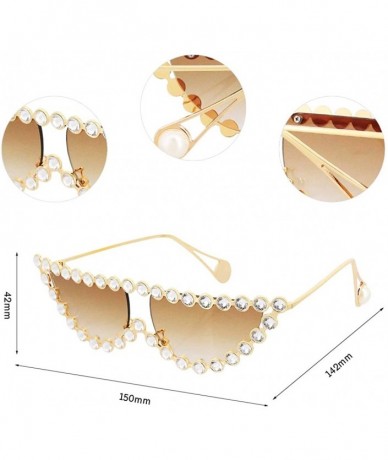 Goggle Sparkling Crystal Cat Eye Sunglasses UV Protection Metal Rhinestone Frame - Tawny Lens - C018U0AU2H4 $29.70