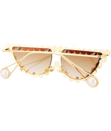 Goggle Sparkling Crystal Cat Eye Sunglasses UV Protection Metal Rhinestone Frame - Tawny Lens - C018U0AU2H4 $29.70