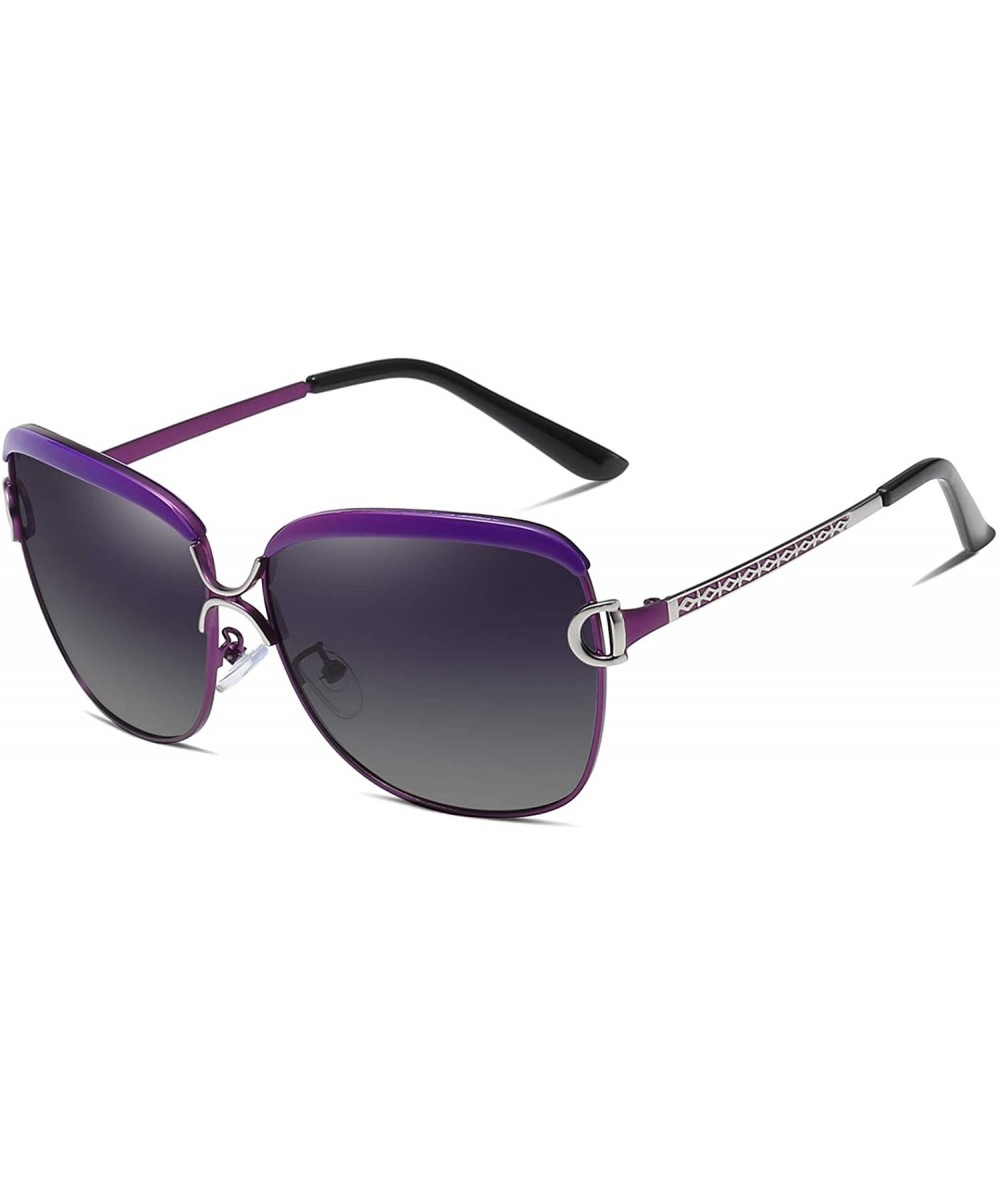 Wrap RoyalHot Women Polarized Oversized Vintage Sunglasses Alloy Frame Female Sun Glasses Shades 60012 - Purple - CW18X8MM9HR...