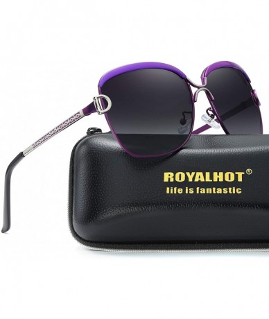 Wrap RoyalHot Women Polarized Oversized Vintage Sunglasses Alloy Frame Female Sun Glasses Shades 60012 - Purple - CW18X8MM9HR...