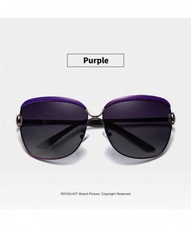 Wrap RoyalHot Women Polarized Oversized Vintage Sunglasses Alloy Frame Female Sun Glasses Shades 60012 - Purple - CW18X8MM9HR...