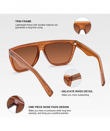 Square Polarized Sunglasses Protection Oversized - Oversized Browm - C218C9ZUYKZ $35.28