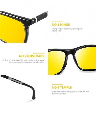 Square HD Night Vision Glasses for Driving Anti-glare Polarized Yellow Lens Night Driving Glasees for Rainy Day Safety - CQ18...