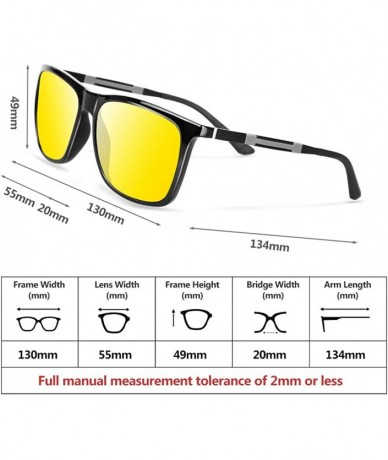 Square HD Night Vision Glasses for Driving Anti-glare Polarized Yellow Lens Night Driving Glasees for Rainy Day Safety - CQ18...