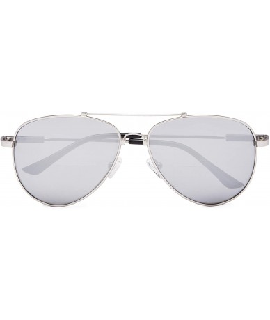 Aviator Memory Bridge and Arm Bifocal Sunglasses Polit Style Sunshine Readers Men Women - Silver Mirror - CL18NLDIIHU $45.13