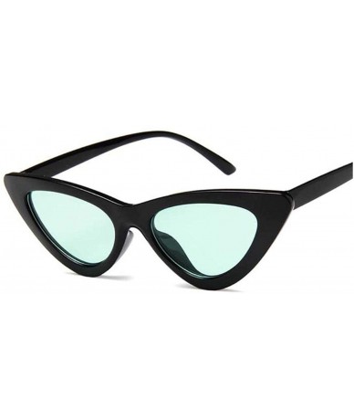 Round Cat Eye Women Sunglasses Fashion Luxury Brand Designer Lady Female Mirror Points Sun Glasses - Black Green - CW198A3ROM...