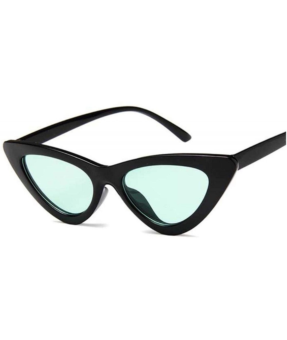 Round Cat Eye Women Sunglasses Fashion Luxury Brand Designer Lady Female Mirror Points Sun Glasses - Black Green - CW198A3ROM...