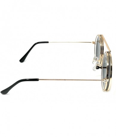 Goggle Flip Up Steampunk Metal Django Sunglasses - Gold- Green Revo - CT18NLTLGHG $21.95