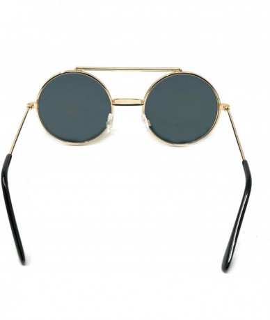 Goggle Flip Up Steampunk Metal Django Sunglasses - Gold- Green Revo - CT18NLTLGHG $21.95