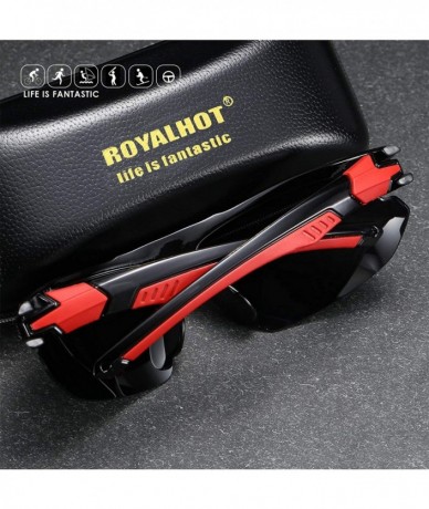 Sport Polarized Sports Sunglasses Cycling Driving Fishing Glasses with 6 Interchangeable Lenses - Red Yellow - C218RNK3GK4 $2...