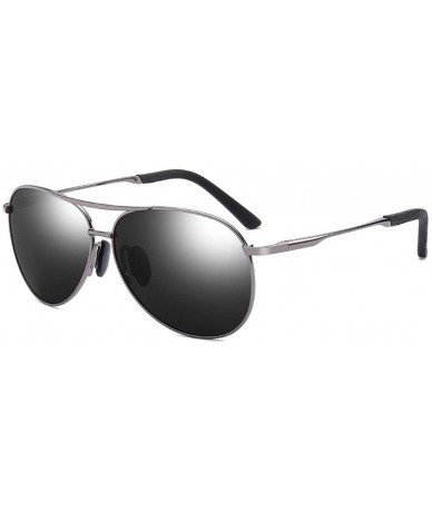 Square Polarized Sunglasses for Men-Metal Frame Aviator Sunglasses UV 400 Protection - Gun/Grey-02 - CS18KH7C45T $23.91