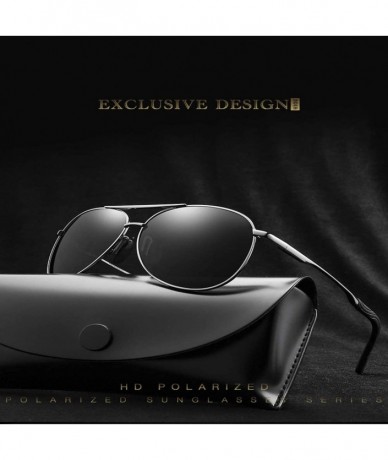 Square Polarized Sunglasses for Men-Metal Frame Aviator Sunglasses UV 400 Protection - Gun/Grey-02 - CS18KH7C45T $23.91