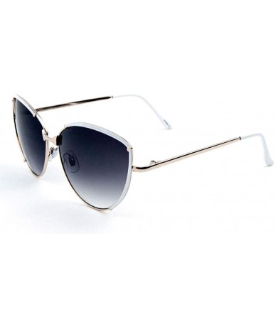 Cat Eye Oceanic Color Edge Rim Retro Cat Eye Sunglasses - White - C51903TD03Y $27.28