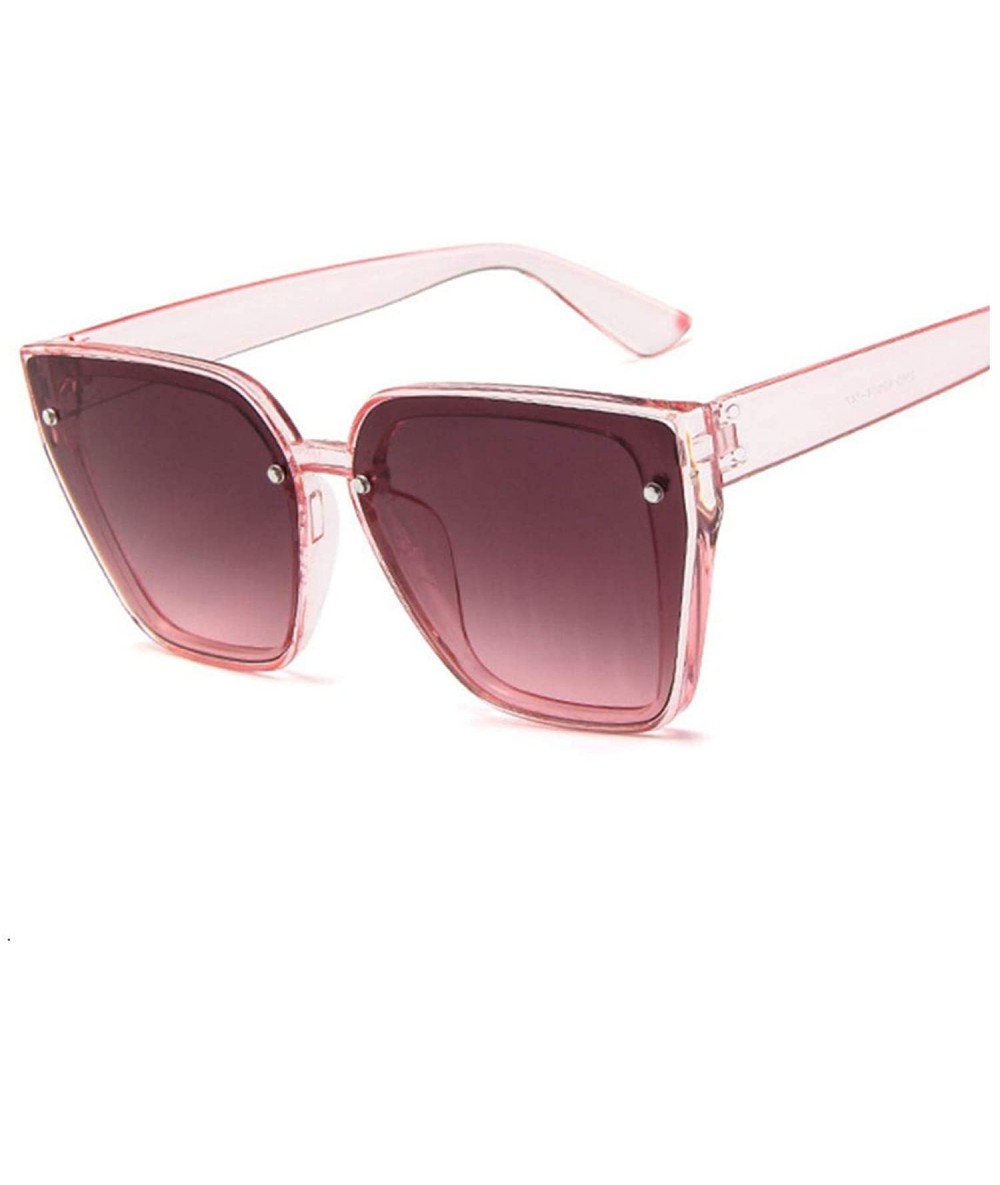 Square Fashion Cateyes Sunglasses Women Luxury Brand Designer Vintage Cat Eye Female Retro Full Frame Style - Pink - CA198ZO6...