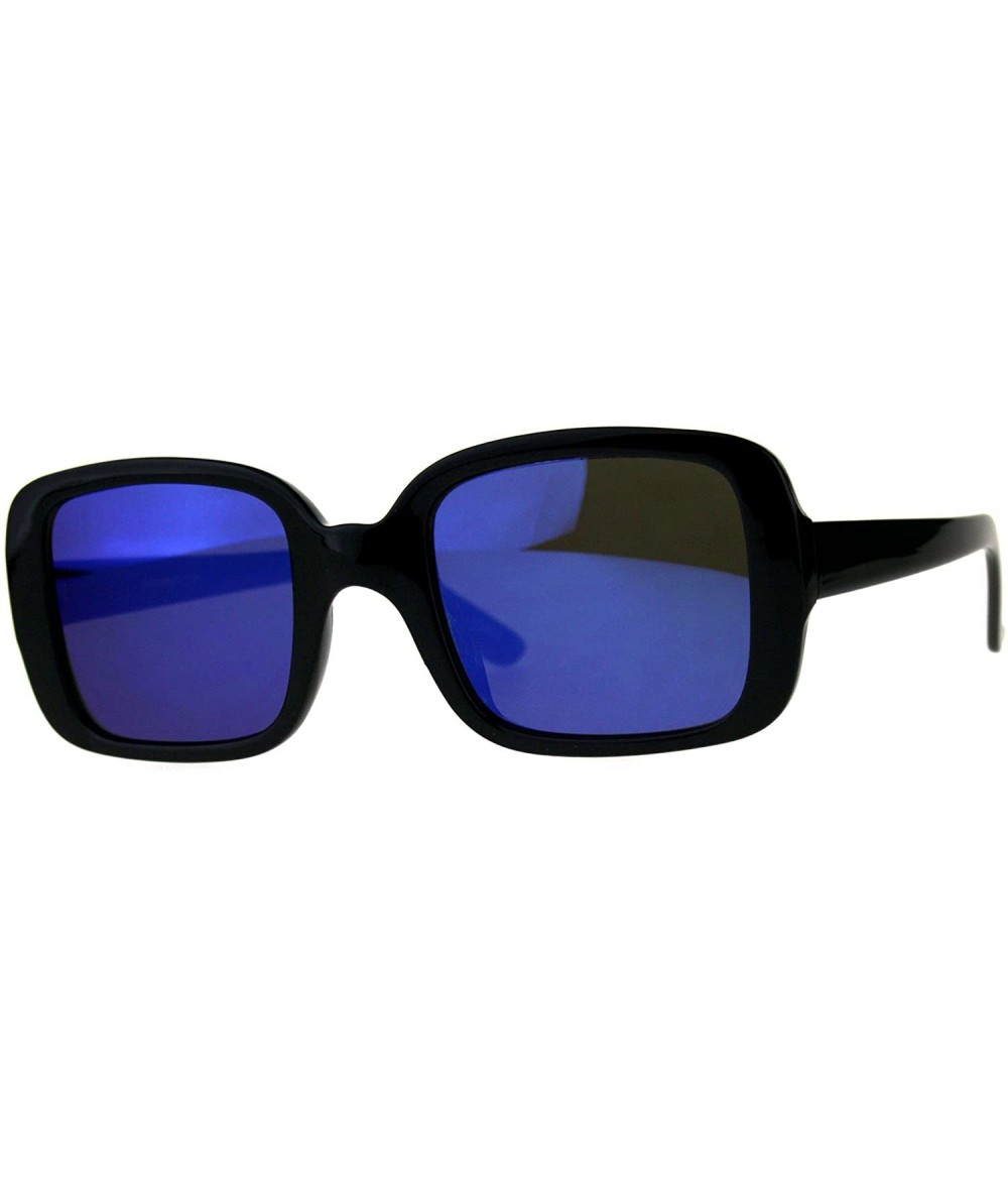 Rectangular Vintage Classic Fashion Sunglasses Womens Square Rectangular Mirror Lens - Black (Blue Mirror) - CH18DNIL9U6 $19.63