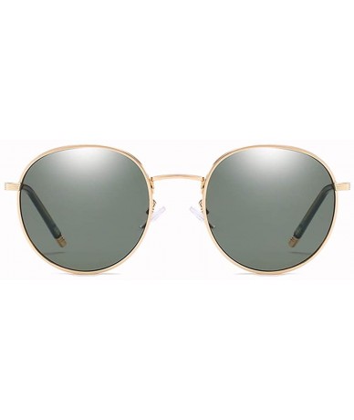 Round Classic Retro Round Sunglasses Gold Metal Frame Non-Polarized Lens Glasses for Women - Green - CE19448IXTI $22.23