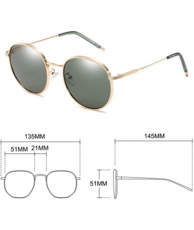 Round Classic Retro Round Sunglasses Gold Metal Frame Non-Polarized Lens Glasses for Women - Green - CE19448IXTI $22.23