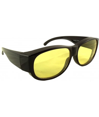 Oval Night Driving Fit Over Glasses - Wear Over Prescription Glasses - Yellow Lens Reduces Glare - C112E9VJ19D $28.37